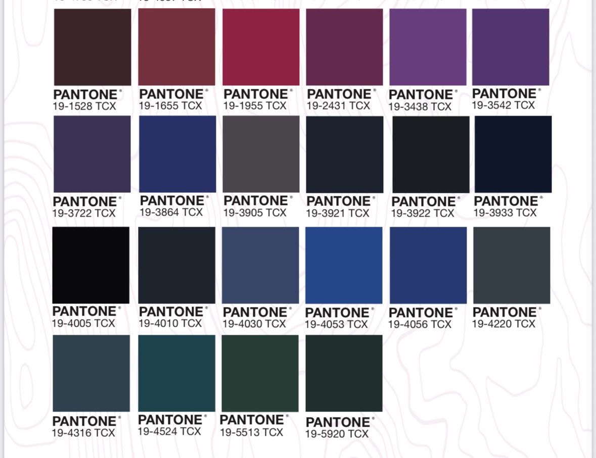 Paleta de colores oscuros disponibles